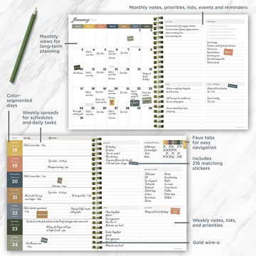 2027 Blooms of Blue Medium Weekly Monthly Planner - 0