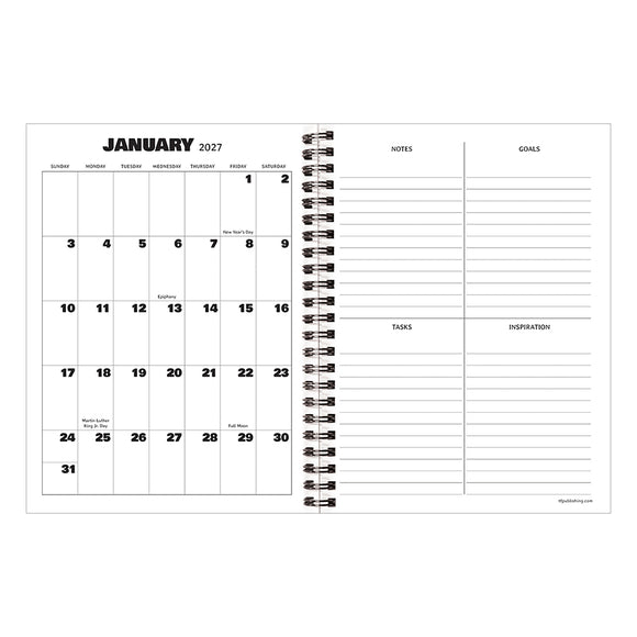 2027 Black Medium Weekly Monthly Planner