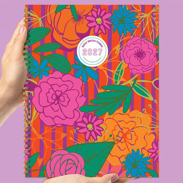 2027 Peonies Large Weekly Monthly Planner