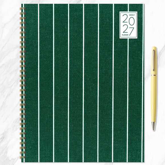2027 On the Green Stripe Large Weekly Monthly Planner