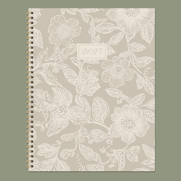 2027 Cream & Taupe Large Weekly Monthly Planner