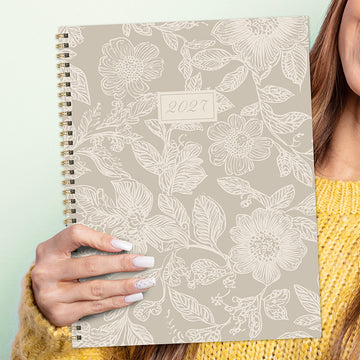 2027 Cream & Taupe Large Weekly Monthly Planner