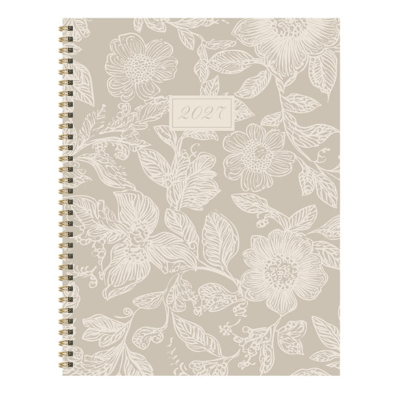 2027 Cream & Taupe Large Weekly Monthly Planner