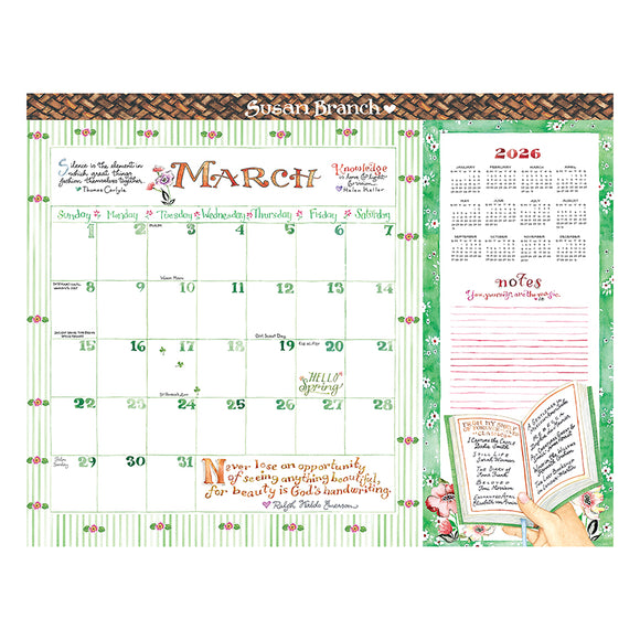 2026 Susan Branch Large Desk Pad Monthly Blotter Calendar