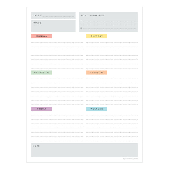 Simply Weekly Color Coded Task Pad - Magnetic | TF Publishing ...