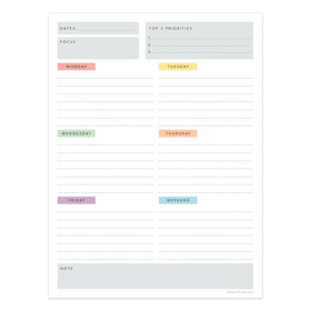 Simply Weekly Color Coded Task Pad - Magnetic - 0