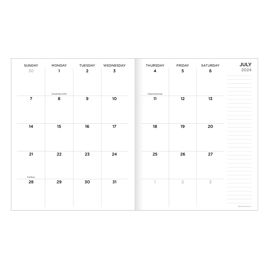 July 2024 - June 2025 Graph Paper Medium Monthly Planner - 0