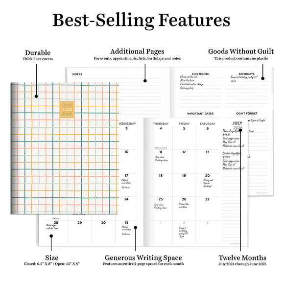 **FINAL SALE** July 2025 June 2025 Graph Paper Medium Monthly Planne