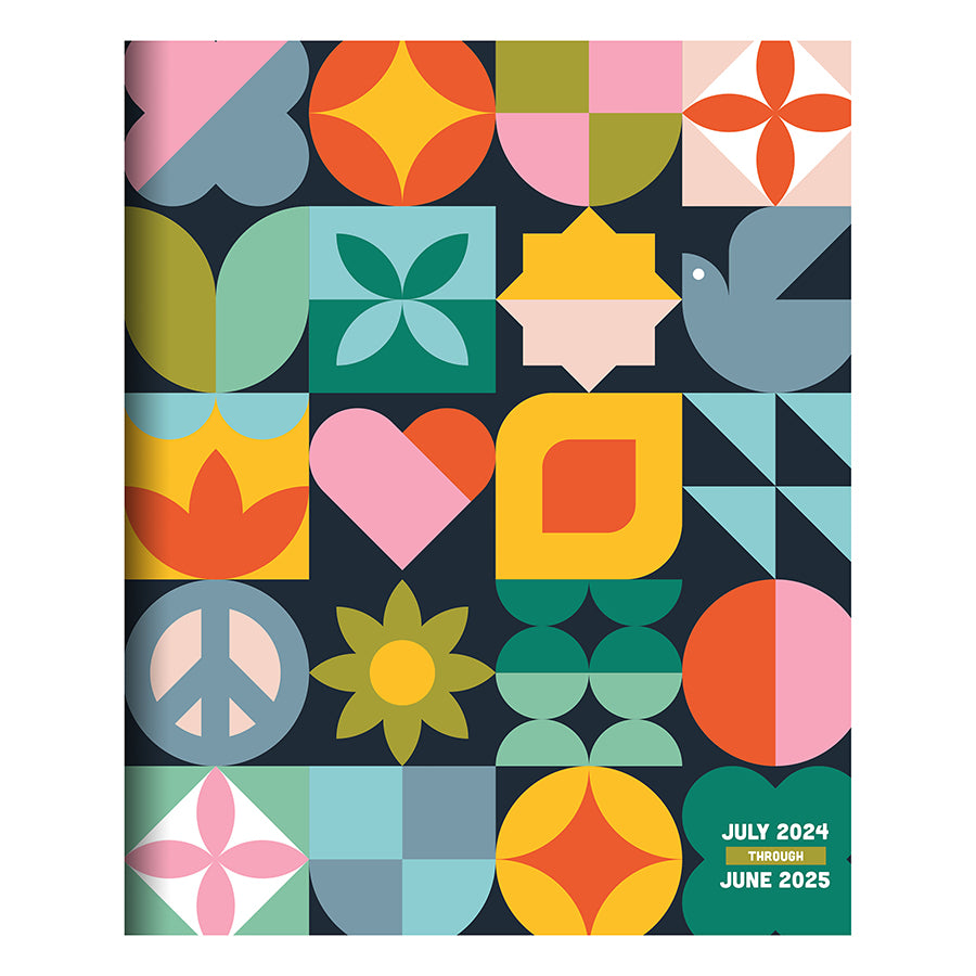 July 2024 - June 2025 Scandanavian Symbols Medium Monthly Planner