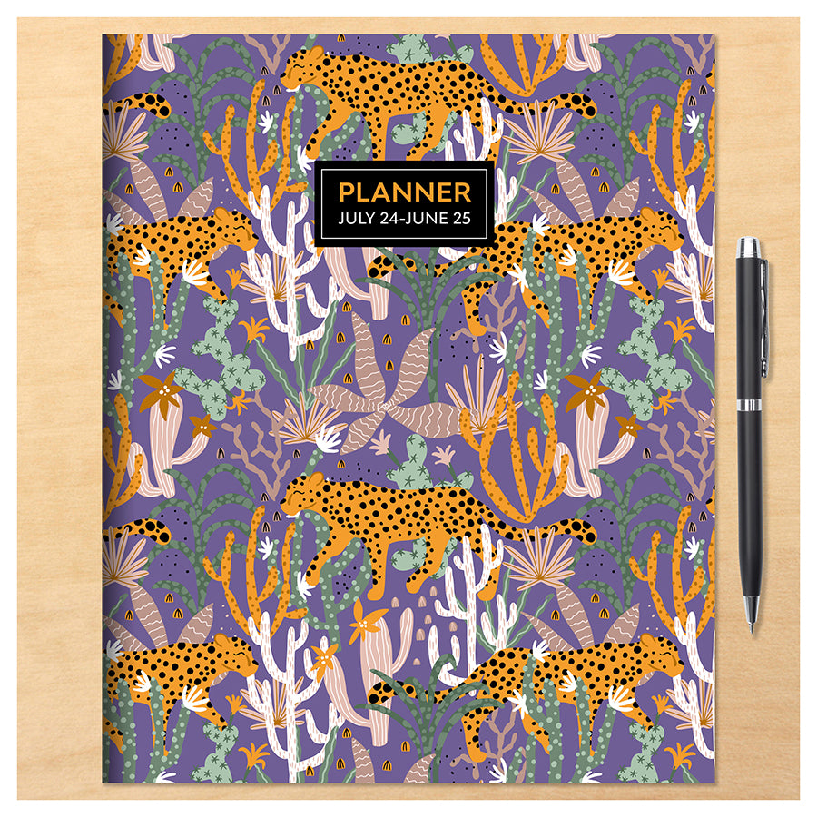 July 2024 - June 2025 Jungle Cat Large Monthly Planner