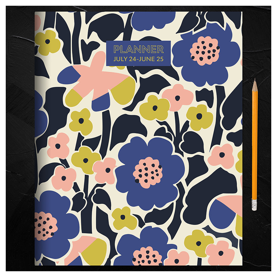 July 2024 - June 2025 Mod Flowers Large Monthly Planner
