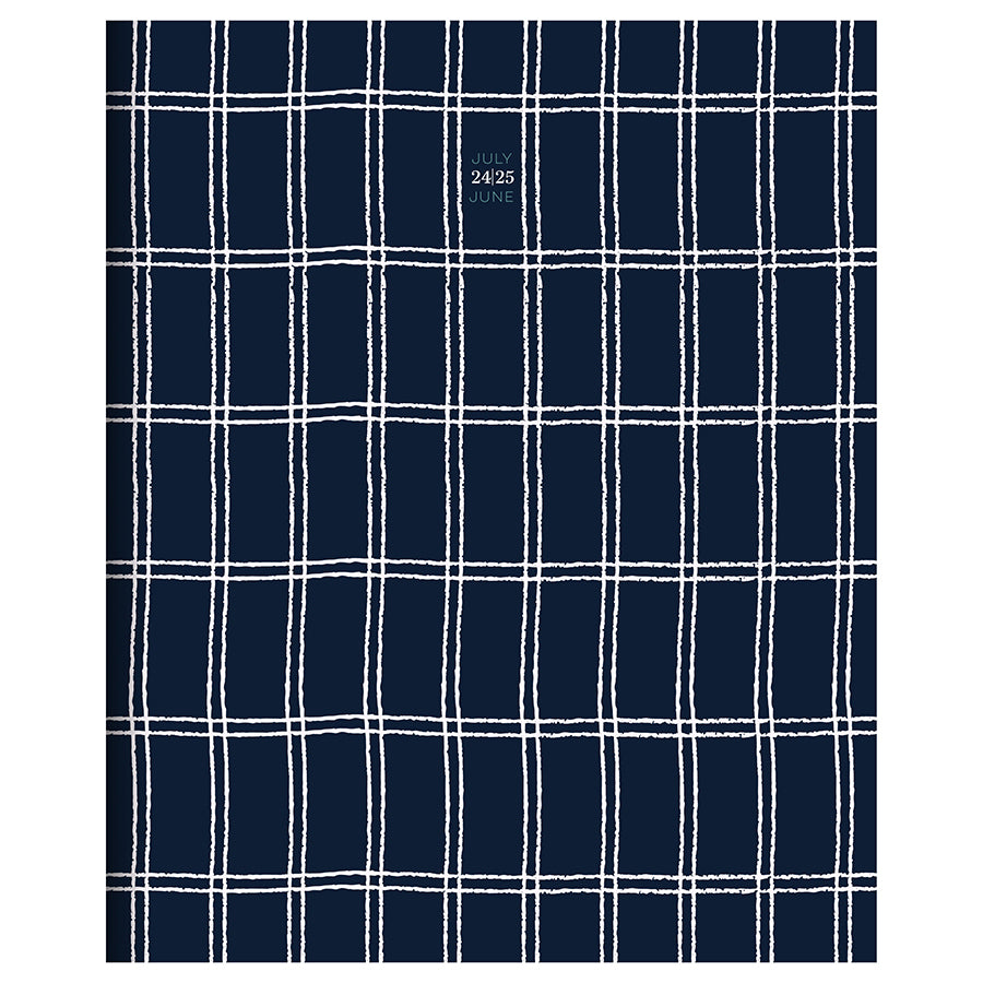 July 2024 - June 2025 Navy Grid Large Monthly Planner
