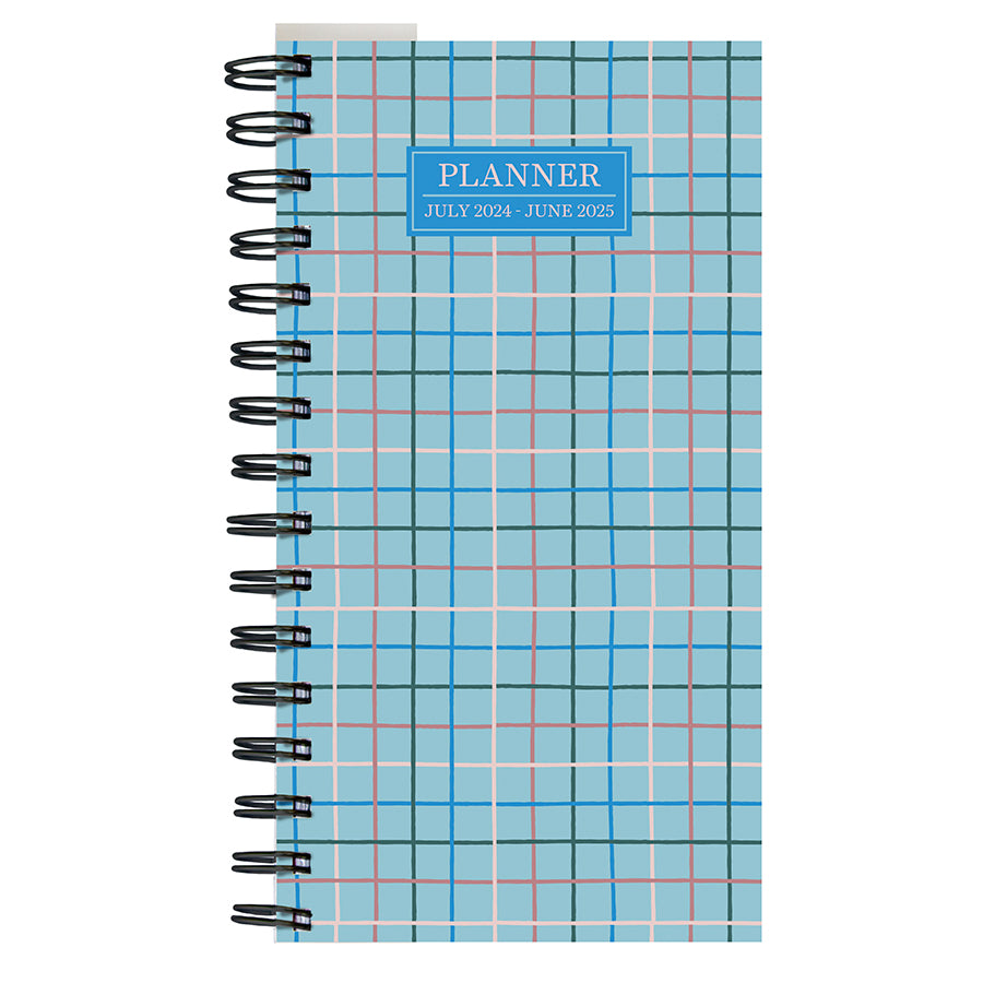 July 2024 - June 2025 Blue Plaid Small Weekly Monthly Planner-8