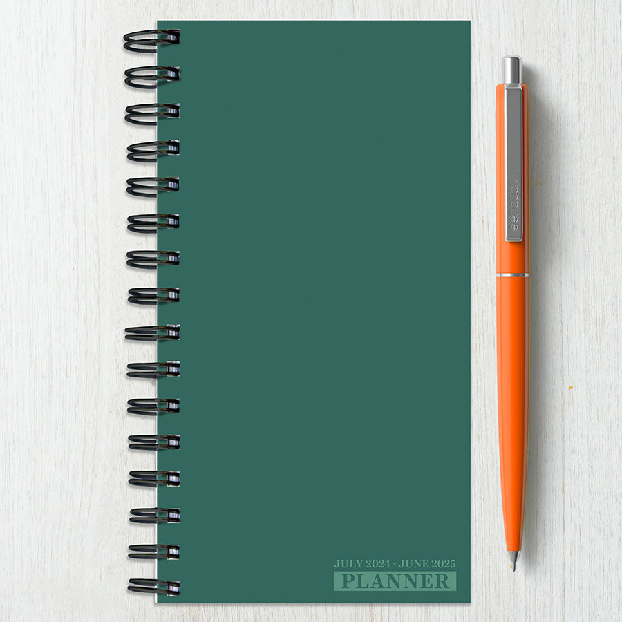 July 2024 - June 2025 Sea Green Small Weekly Monthly Planner