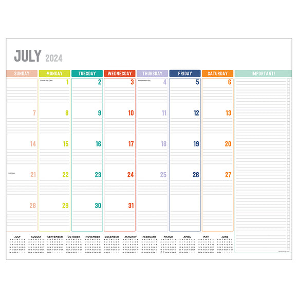 July 2024 June 2025 Rainbow Blocks Large Desk Pad Monthly Blotter Ca