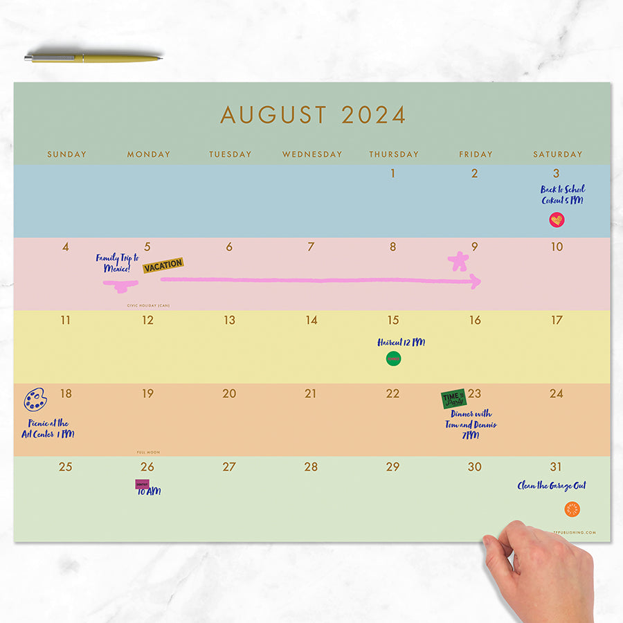 July 2024 - June 2025 Super Stripe Large Desk Pad Monthly Blotter Calendar-2