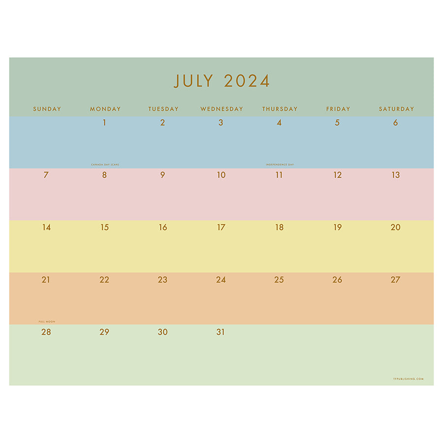 July 2024 - June 2025 Super Stripe Large Desk Pad Monthly Blotter Calendar