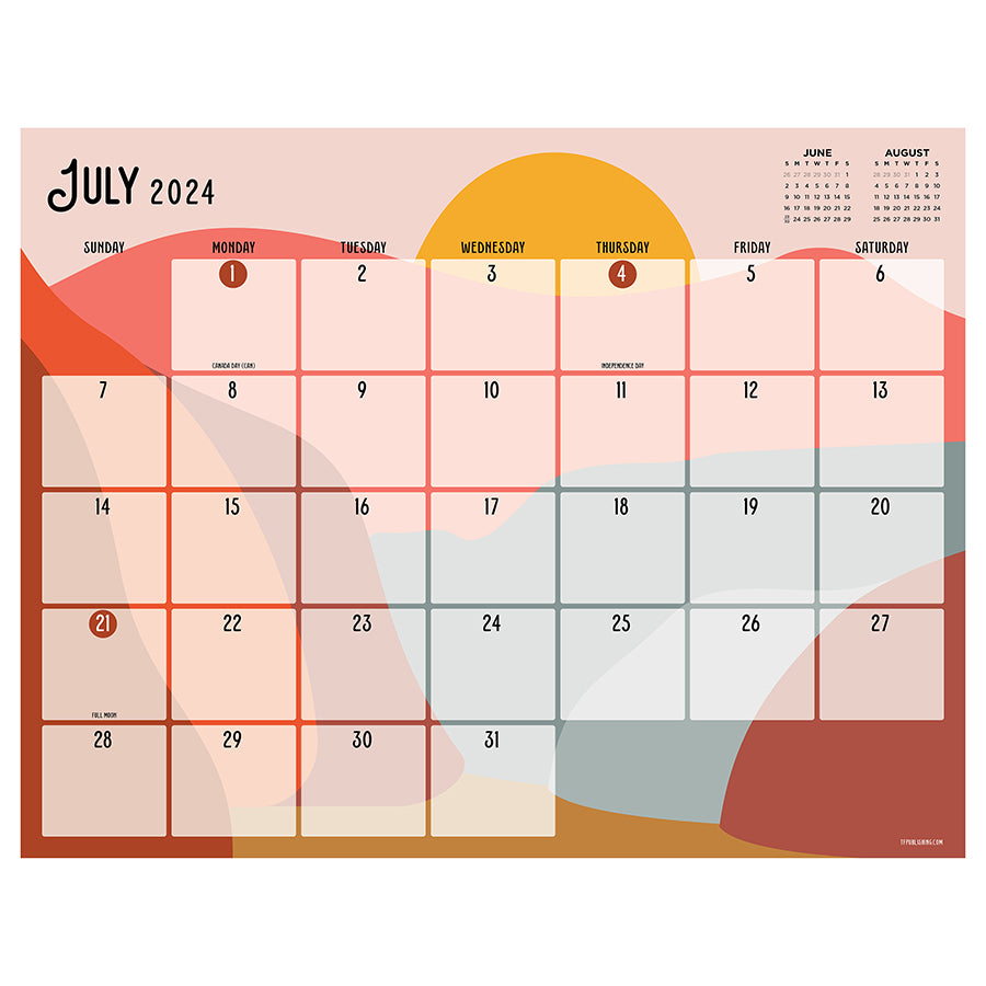 July 2024 - June 2025 Landscapes Large Desk Pad Monthly Blotter Calendar
