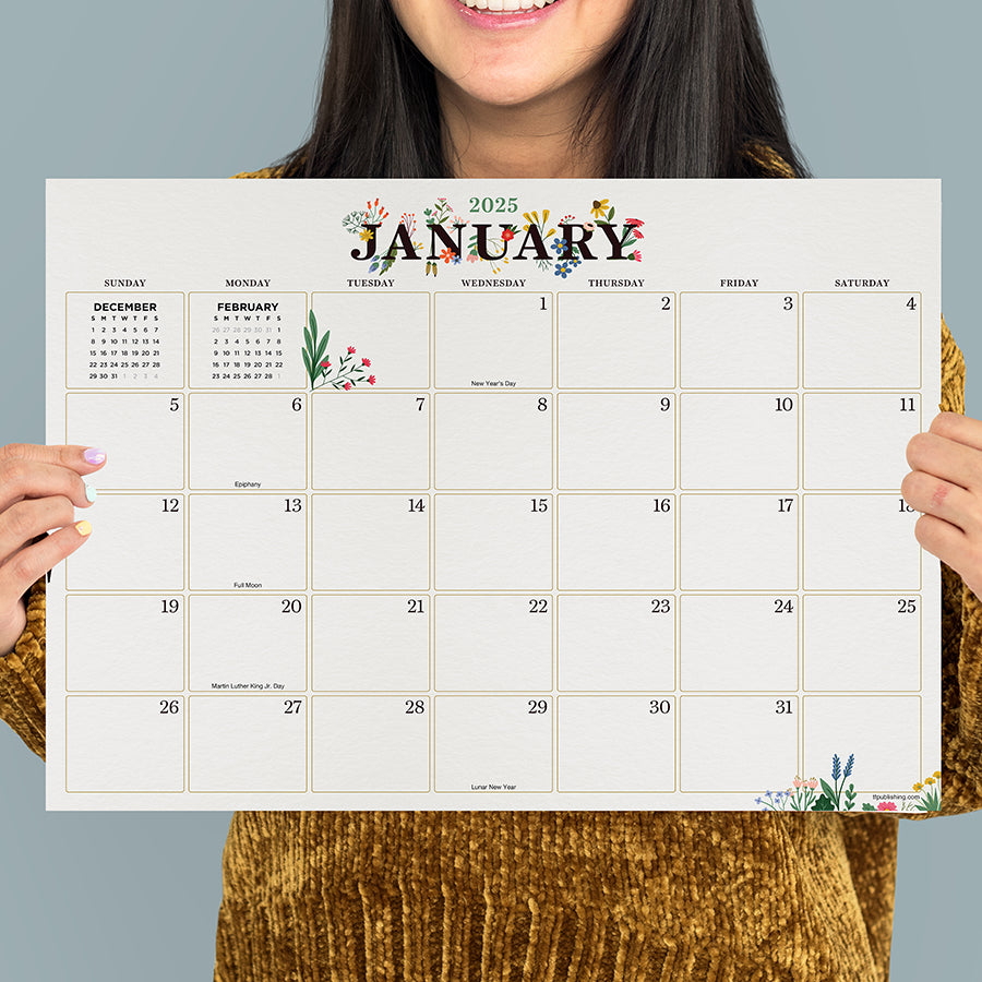 July 2024 - June 2025 Floral Medium Desk Pad Monthly Blotter Calendar-5