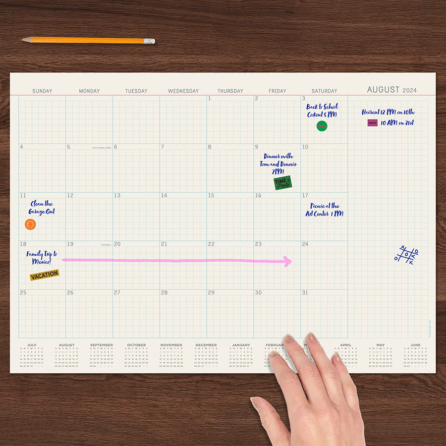July 2024 - June 2025 Vintage Professional Medium Desk Pad Monthly Blotter Calendar-2