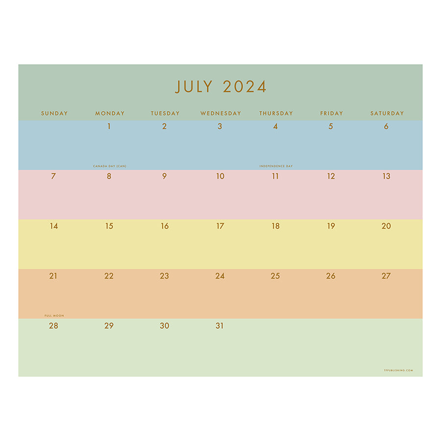 July 2024 - June 2025 Super Stripe Medium Desk Pad Monthly Blotter Calendar
