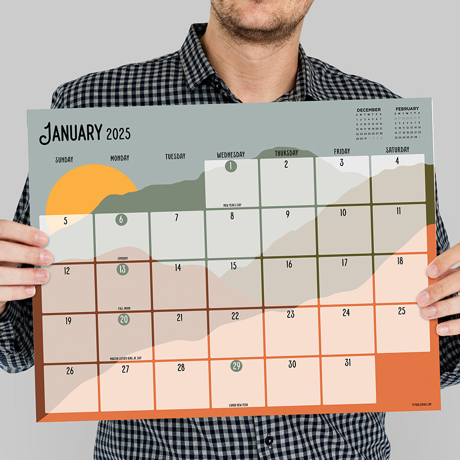 July 2024 - June 2025 Landscapes Medium Desk Pad Monthly Blotter Calendar