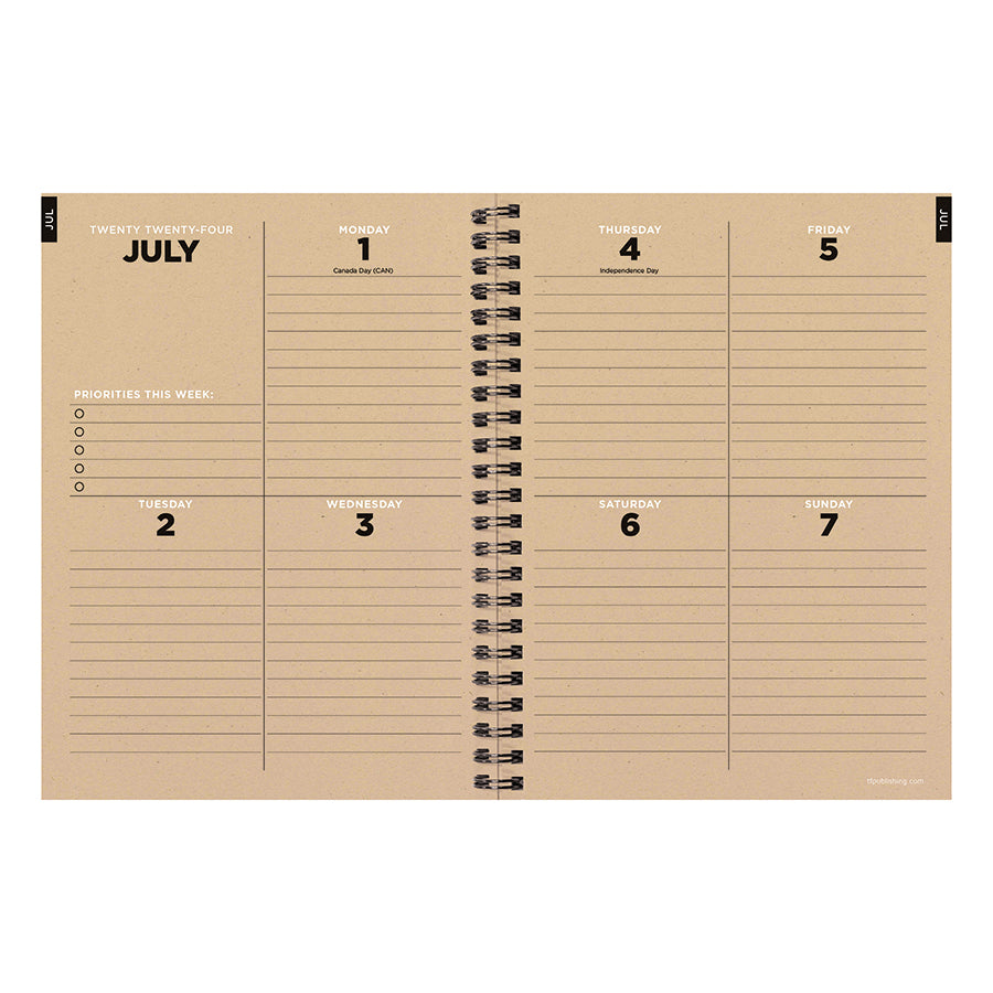 July 2024 - June 2025 Denim Medium Weekly Monthly Planner