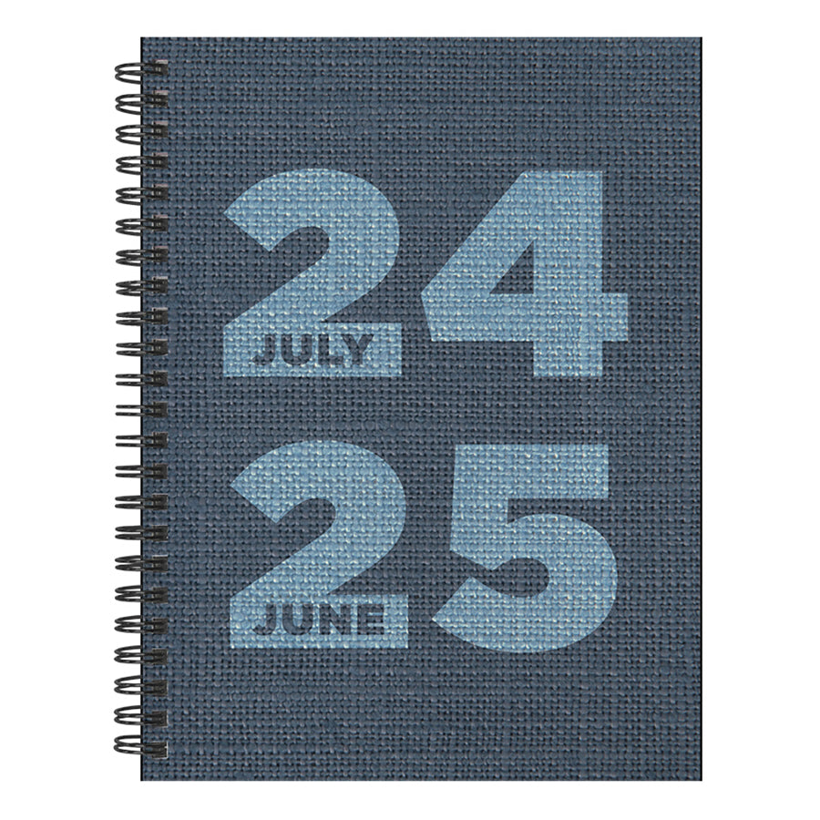 July 2024 - June 2025 Denim Medium Weekly Monthly Planner