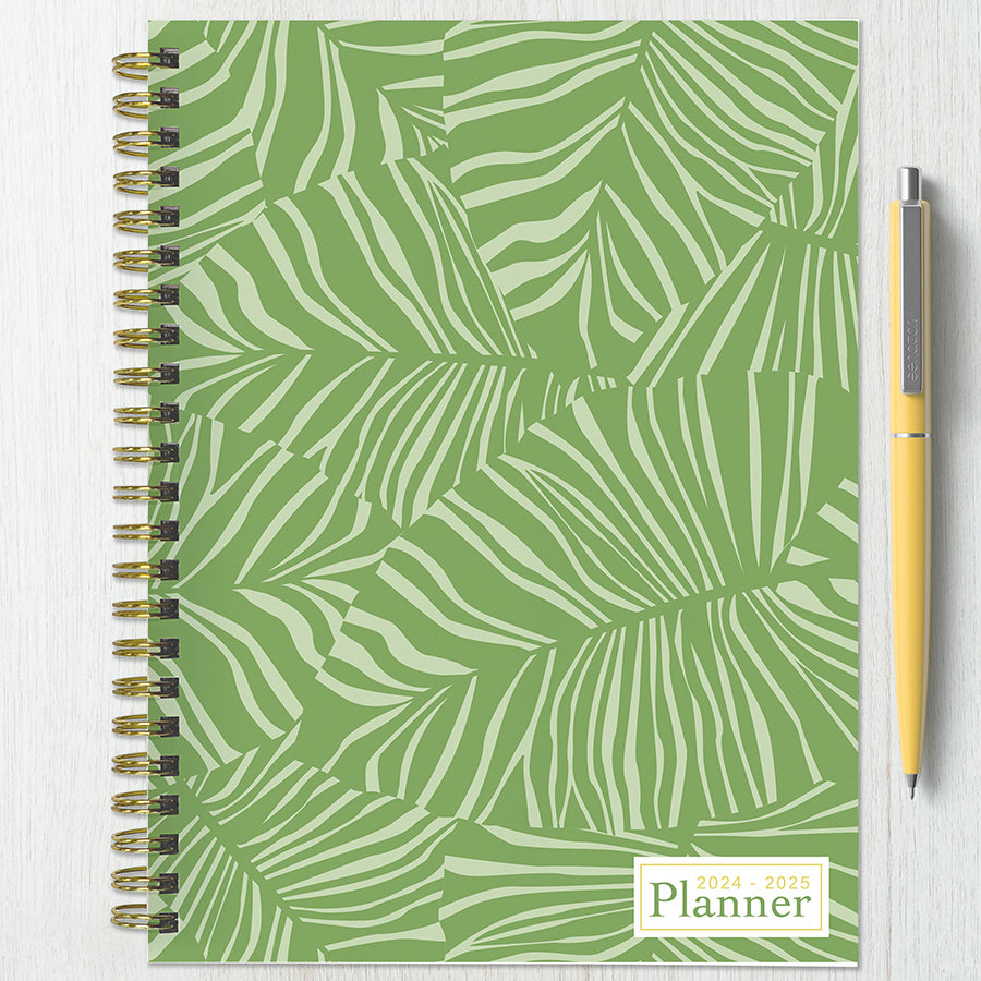 July 2024 - June 2025 Verde Fronds Medium Weekly Monthly Planner