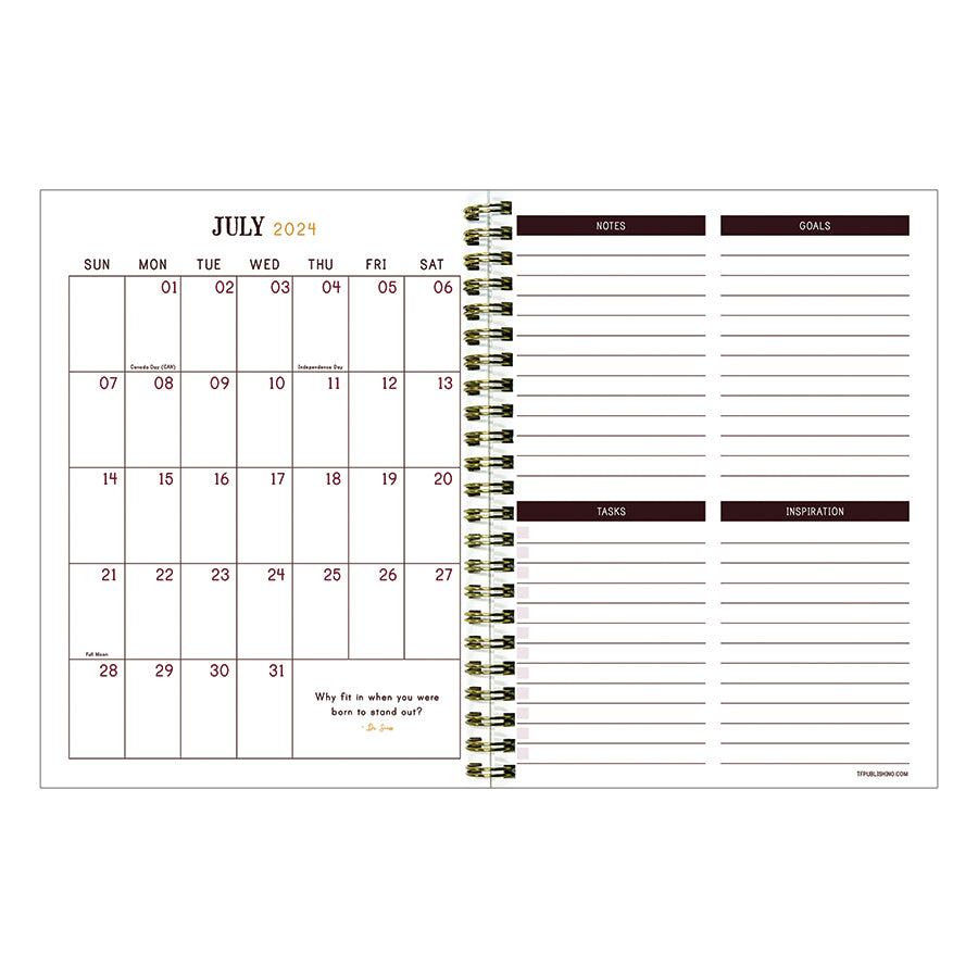 July 2024 - June 2025 Peony and Petals Medium Weekly Monthly Planner - 0