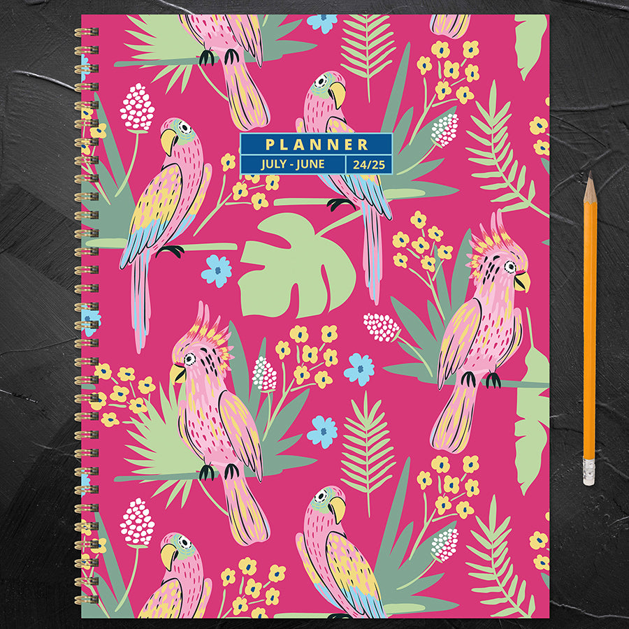 July 2024 - June 2025 Pretty Parrot Large Weekly Monthly Planner-6
