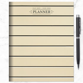 July 2025 - June 2026 Ebony and Ivory Medium Monthly Planner