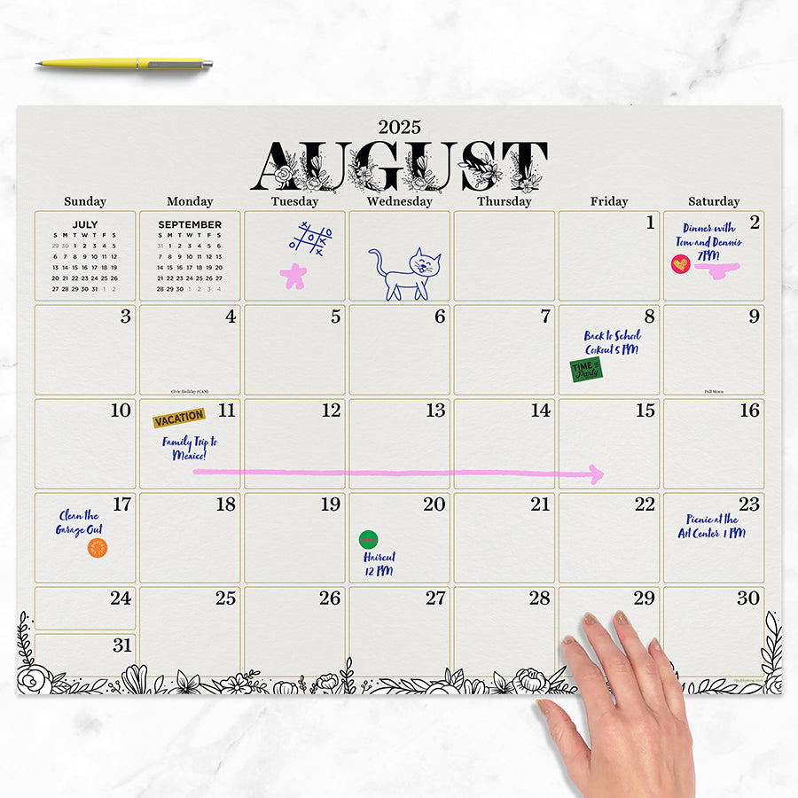 July 2025 - June 2026 Floral Large Desk Pad Monthly Blotter Calendar - 0