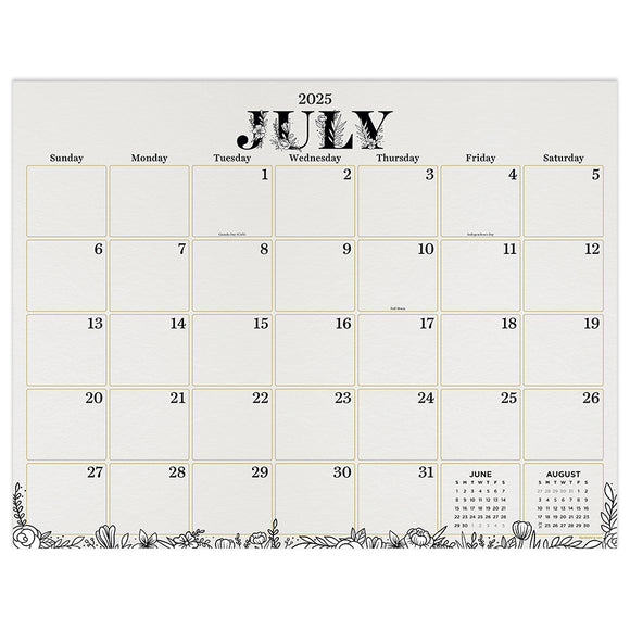July 2025 - June 2026 Floral Large Desk Pad Monthly Blotter Calendar