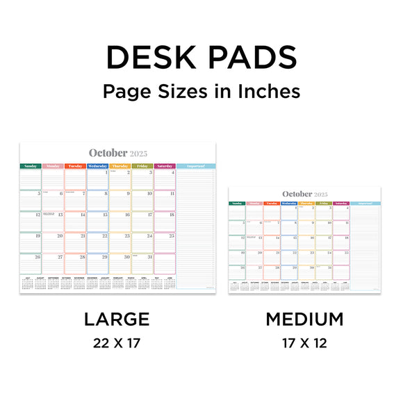 July 2025 - June 2026 Rainbow Blocks Large Desk Pad Monthly Blotter Calendar
