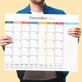 July 2025 - June 2026 Rainbow Blocks Large Desk Pad Monthly Blotter Calendar