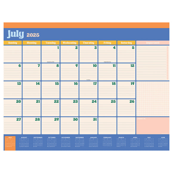 July 2025 - June 2026 Sherbert Large Desk Pad Monthly Blotter Calendar