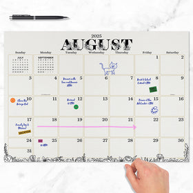 July 2025 - June 2026 Floral Medium Desk Pad Monthly Blotter Calendar - 0