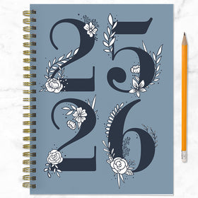 July 2025 - June 2026 Simply French Blue Medium Weekly Monthly Planner