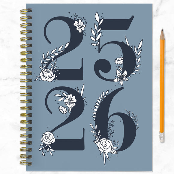 July 2025 - June 2026 Simply French Blue Medium Weekly Monthly Planner