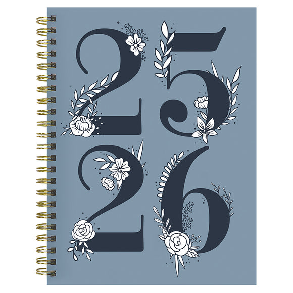 July 2025 - June 2026 Simply French Blue Medium Weekly Monthly Planner