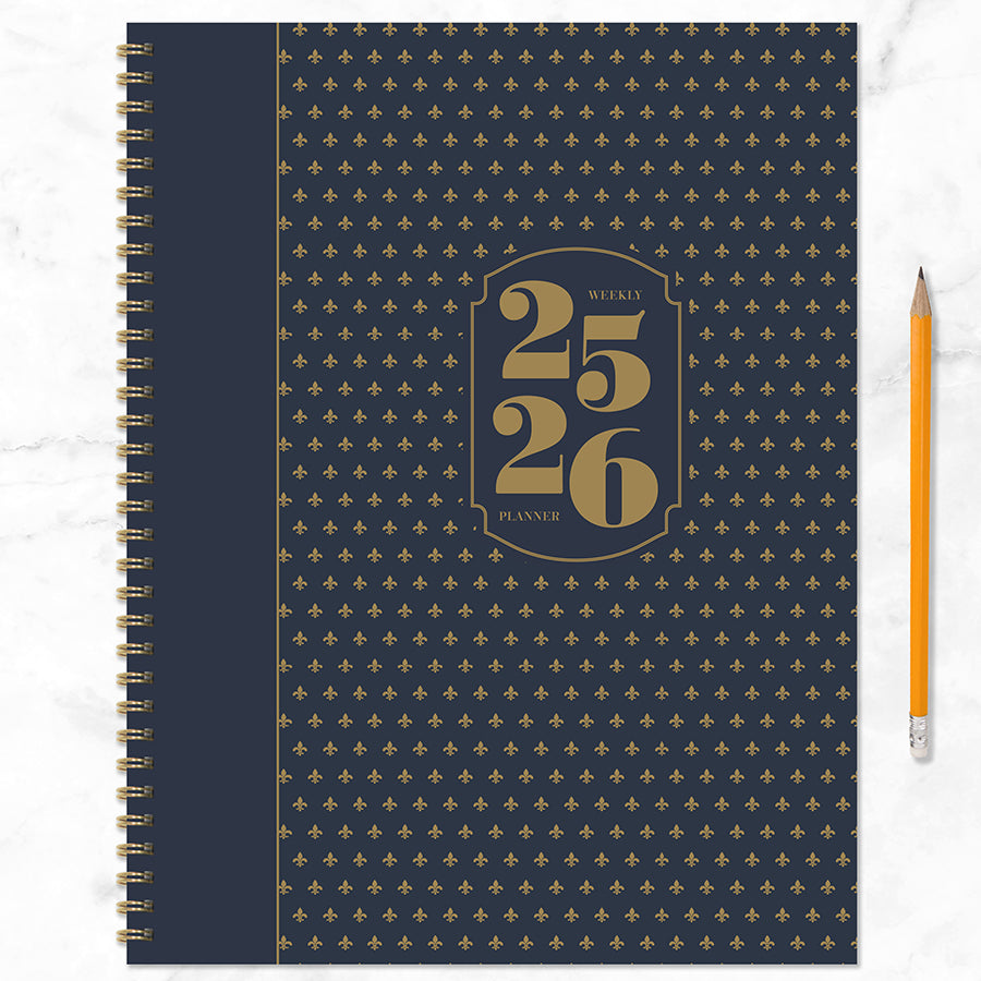 July 2025 - June 2026 Fleur de Lis Large Weekly Monthly Planner - 0
