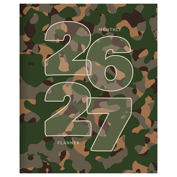 July 2026 - June 2027 Camo Medium Monthly Planner