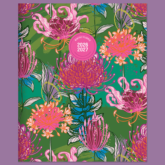 July 2026 - June 2027 Fully Floral Medium Monthly Planner