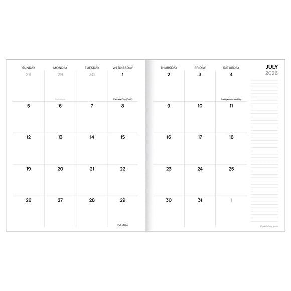 July 2026 - June 2027 Fully Floral Medium Monthly Planner