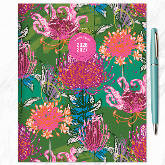 July 2026 - June 2027 Fully Floral Medium Monthly Planner