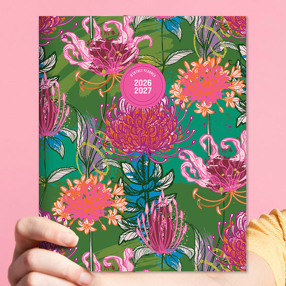 July 2026 - June 2027 Fully Floral Medium Monthly Planner