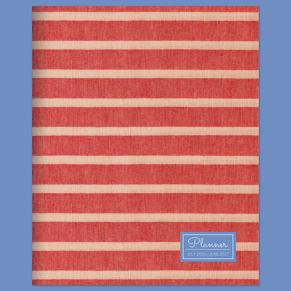 July 2026 - June 2027 Red Stripe Medium Monthly Planner