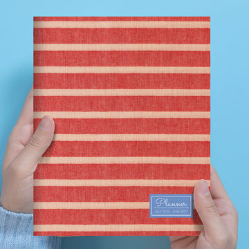 July 2026 - June 2027 Red Stripe Medium Monthly Planner