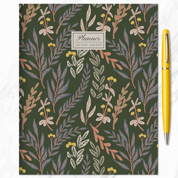 July 2026 - June 2027 Trailing Blooms Medium Monthly Planner